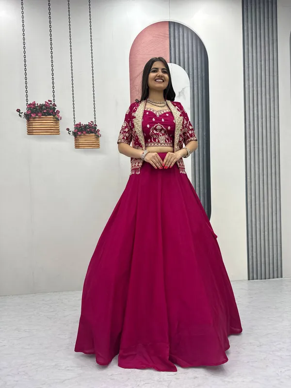 Magenta_Embroidered_Lehenga_Choli_Set_For_Women