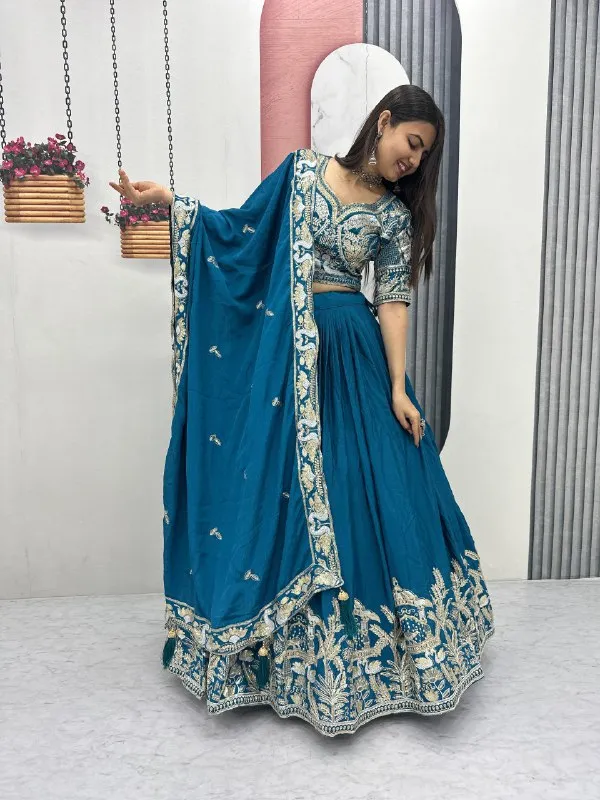 Blue_Embroidered_Lehenga_Choli_Set_For_Women