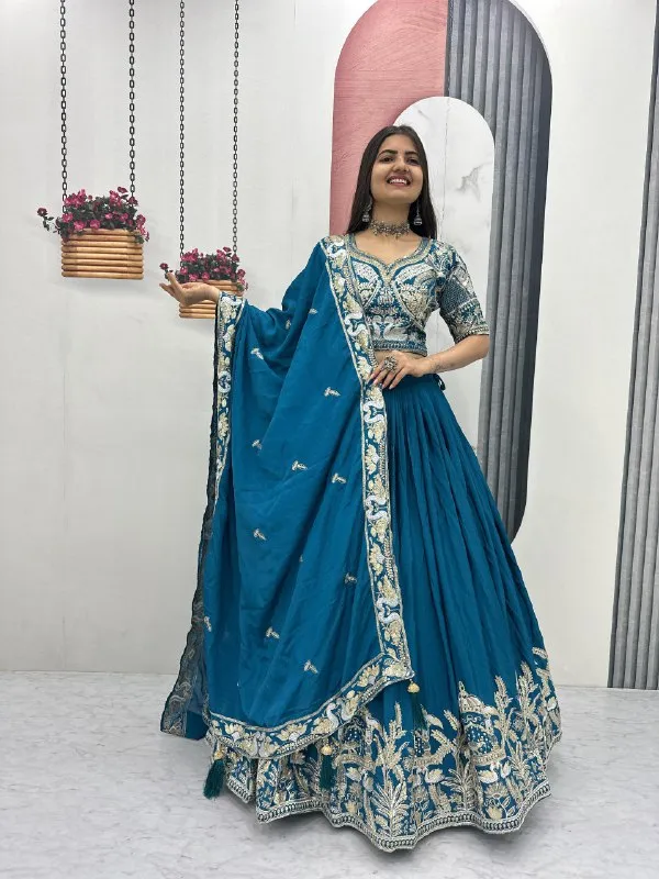Blue_Embroidered_Lehenga_Choli_Set_For_Women