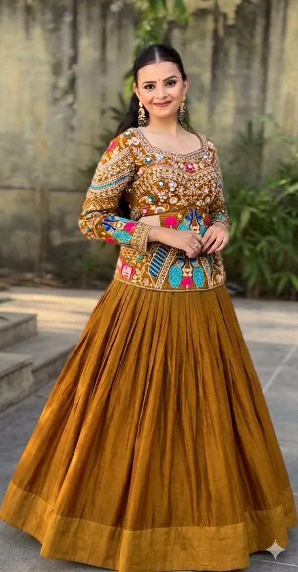 Mustard_Embroidered_Lehenga_Choli_For_Women