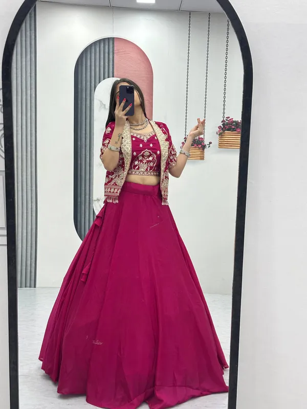 Magenta_Embroidered_Lehenga_Choli_Set_For_Women