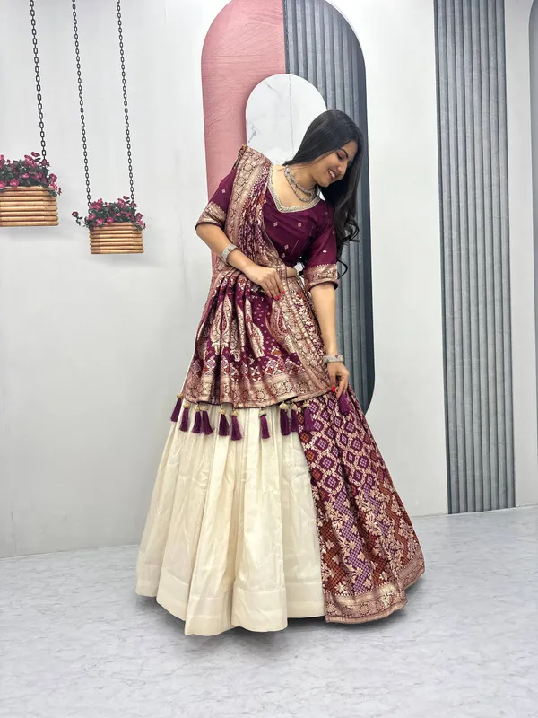 Maroon_Embroidered_Lehenga_Choli_Set_For_Women