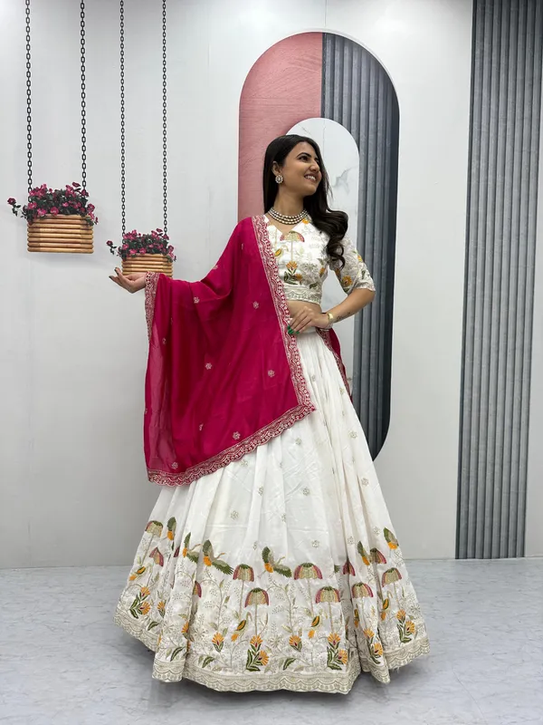 White_Floral_Embroidered_Lehenga_Choli_Set_For_Women