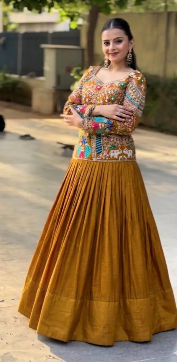 Mustard_Embroidered_Lehenga_Choli_For_Women