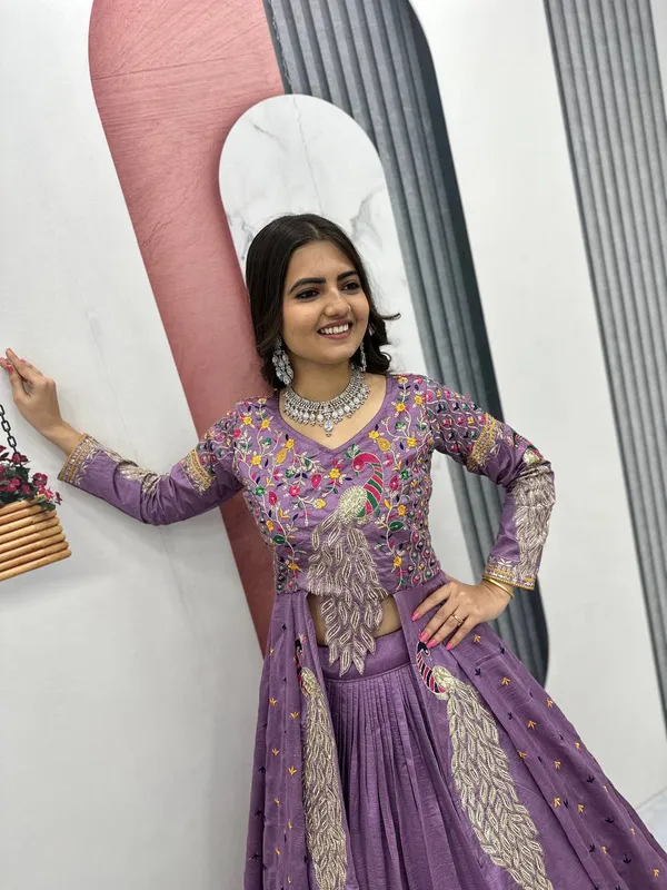 Purple_Embroidered_Flared_Lehenga_Set_For_Women