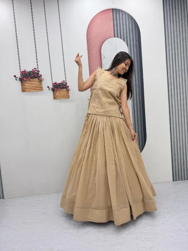 Beige_Embroidered_Flared_Lehenga_Set_For_Women