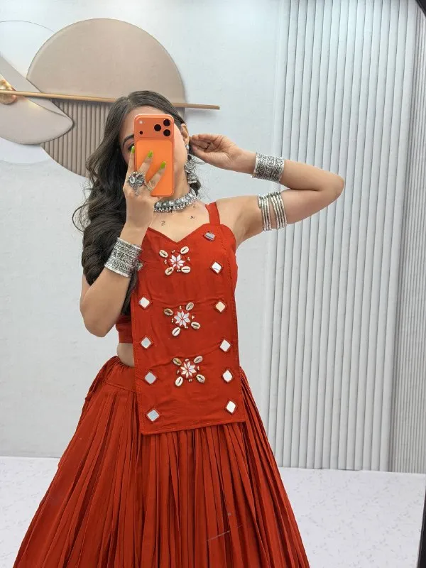 Red_Embellished_Flared_Lehenga_Choli_Set_For_Women