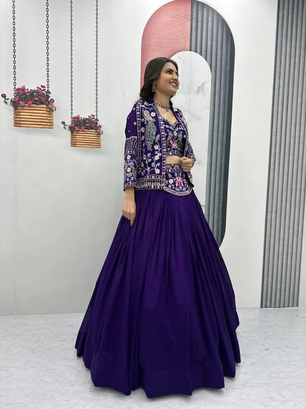 Purple_Embroidered_Lehenga_Choli_Set_For_Women