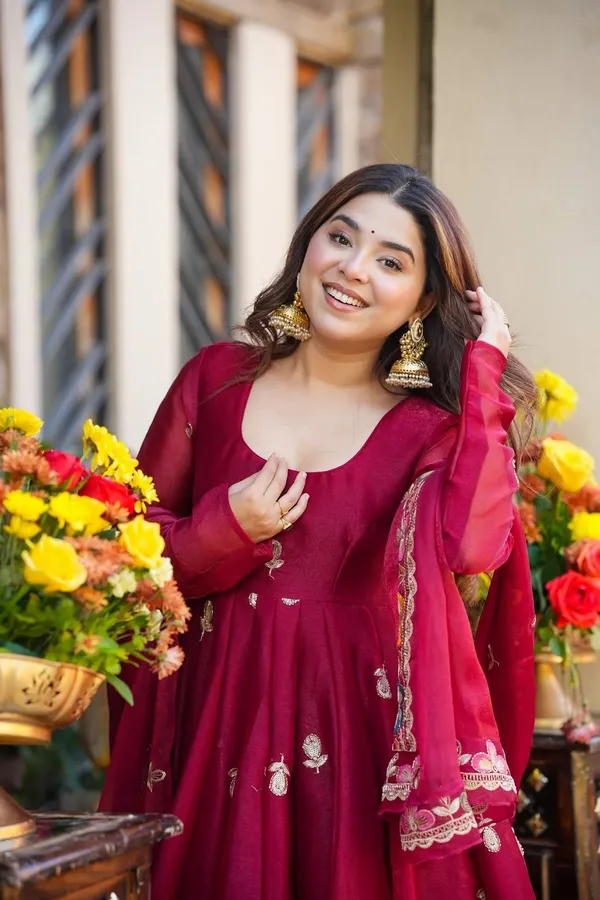 Wine_Georgette_Embroidered_Anarkali_Suit_Set_For_Women