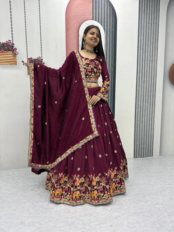 Maroon_Embroidered_Ethnic_Lehenga_Choli_Set_For_Women