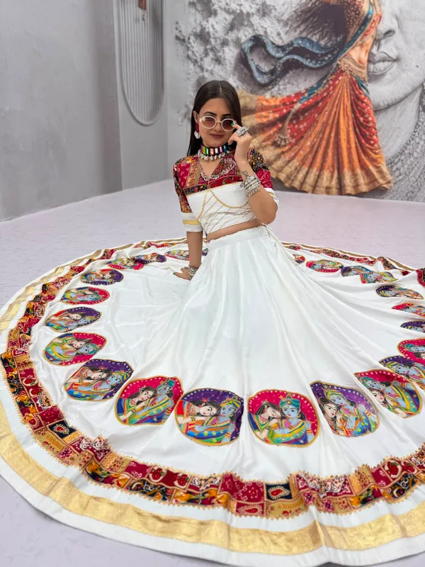 White_Printed_Lehenga_Choli_For_Women