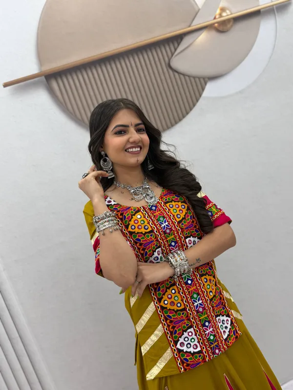 Mustard_Embroidered_Chaniya_Choli_Set_For_Women