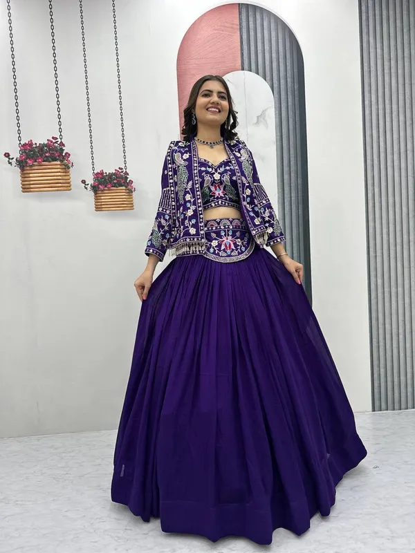 Purple_Embroidered_Lehenga_Choli_Set_For_Women