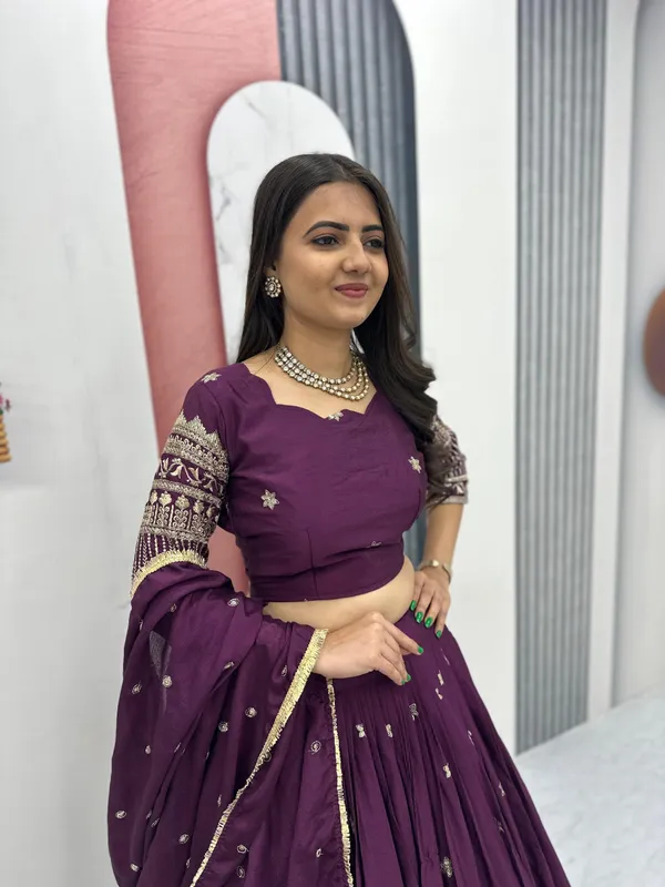Purple_Embroidered_Lehenga_Choli_Set_For_Women