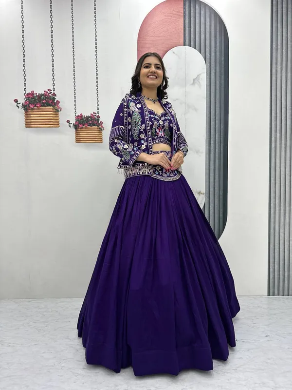 Purple_Embroidered_Lehenga_Choli_Set_For_Women