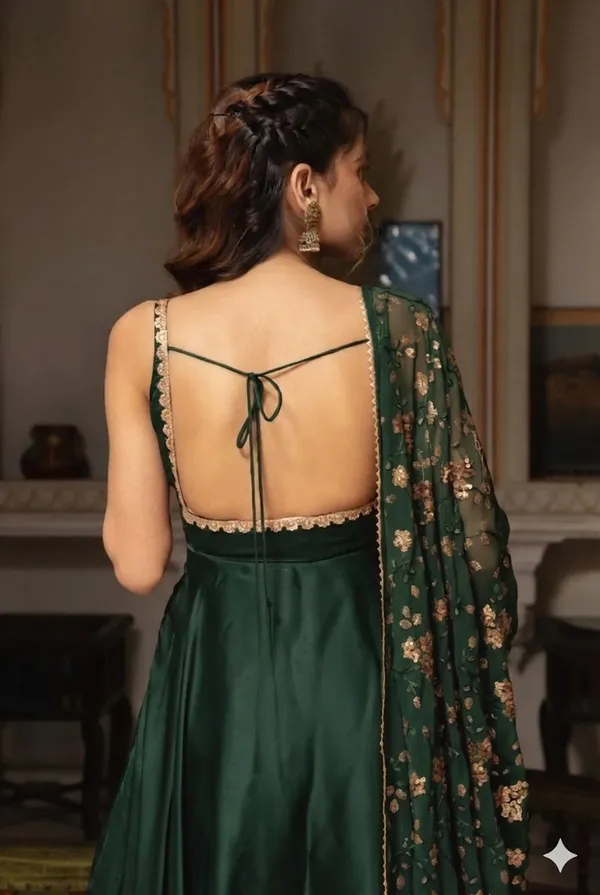 Green_Satin_Flared_Anarkali_Suit_Set_For_Women