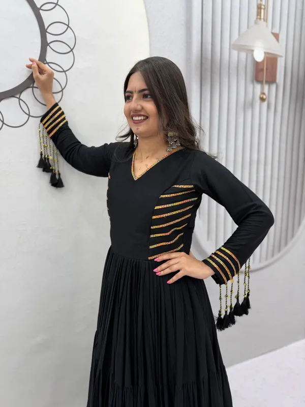 Black_Full_Sleeve_Flared_Anarkali_Dress_For_Women
