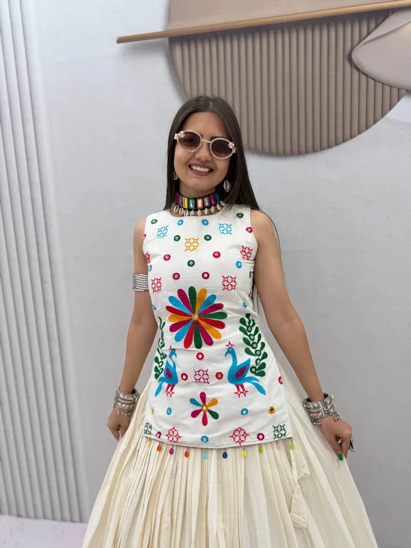 White_Multicolor_Embroidered_Lehenga_Choli_For_Women
