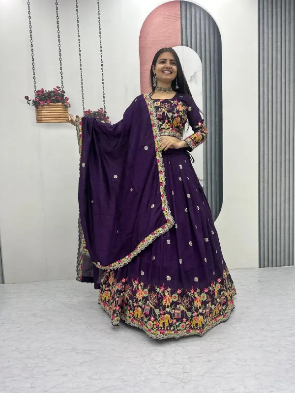 Purple_Embroidered_Lehenga_Choli_Set_For_Women