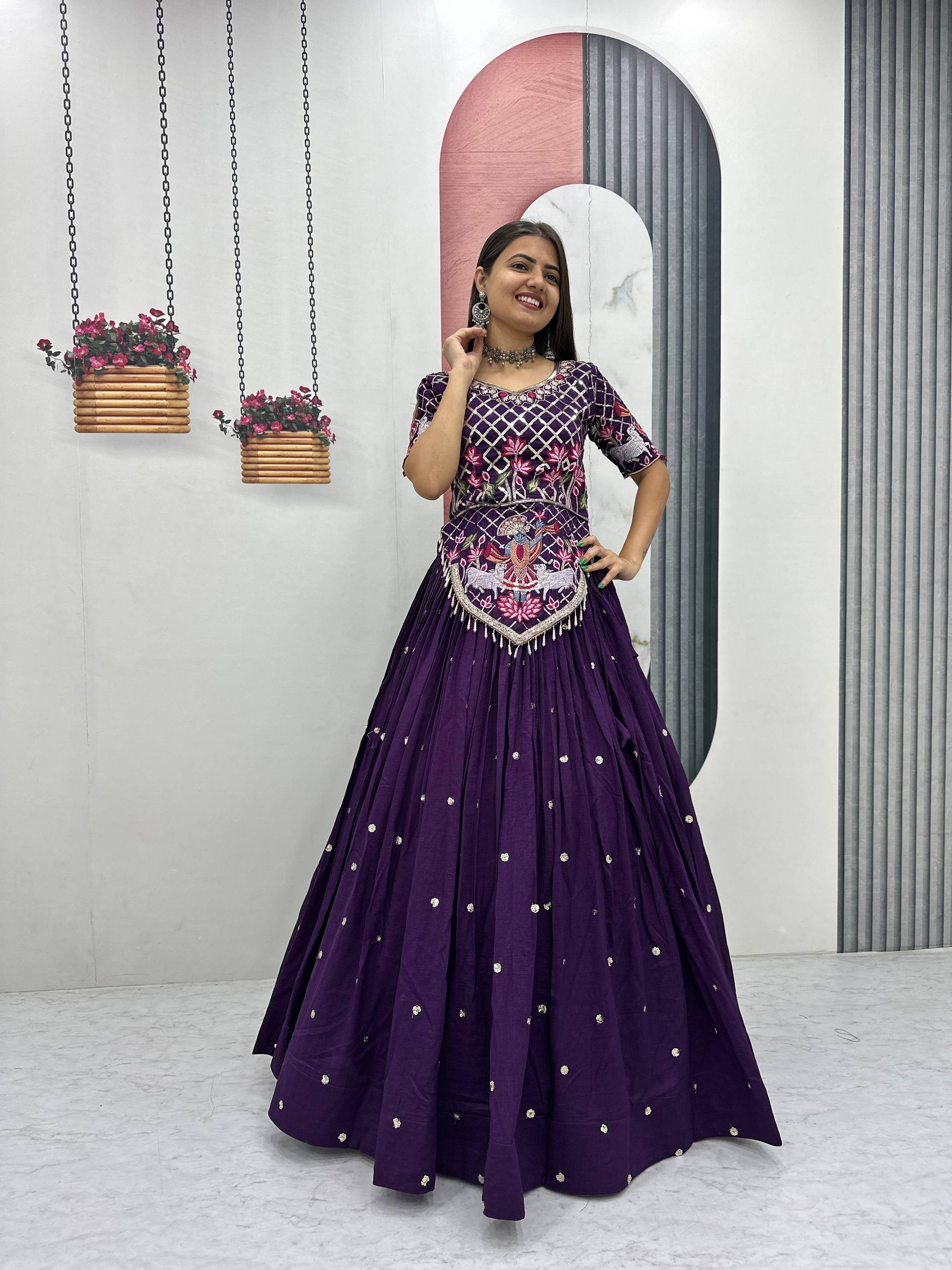Purple_Embroidered_Lehenga_Choli_Set_For_Women