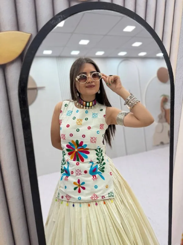 White_Multicolor_Embroidered_Lehenga_Choli_For_Women