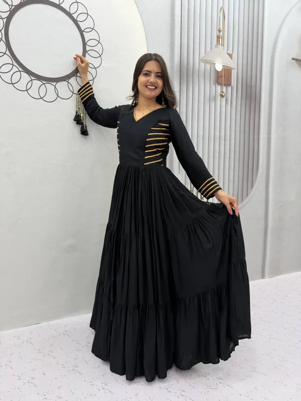 Black_Full_Sleeve_Flared_Anarkali_Dress_For_Women
