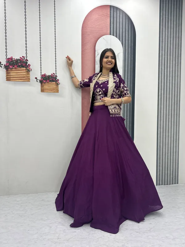 Purple_Embroidered_Lehenga_Choli_Set_For_Women