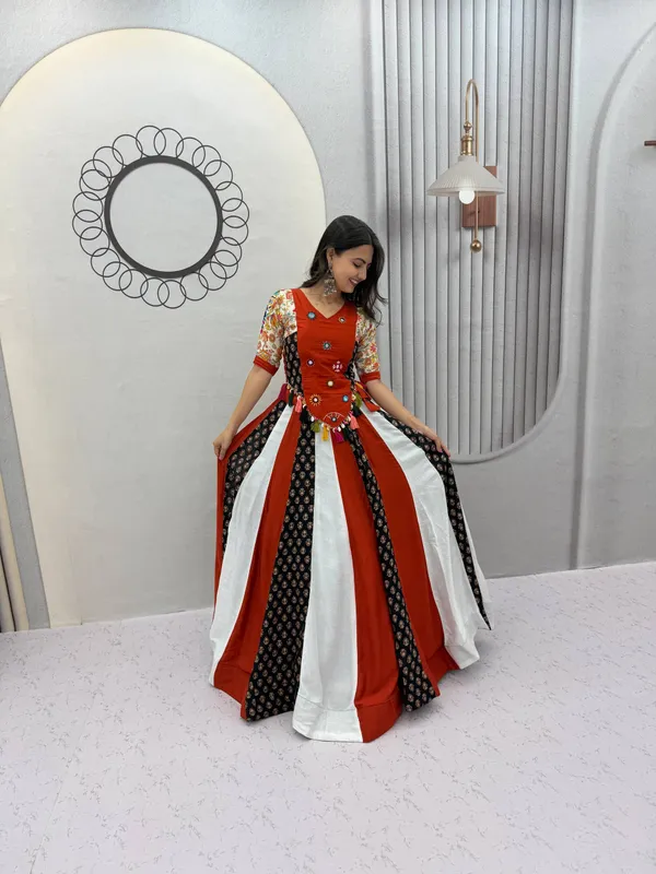 Orange_Embroidered_Ethnic_Dress_For_Women