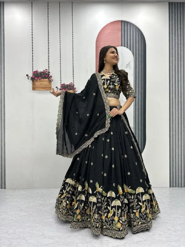 Black_Embroidered_Lehenga_Choli_Set_For_Women