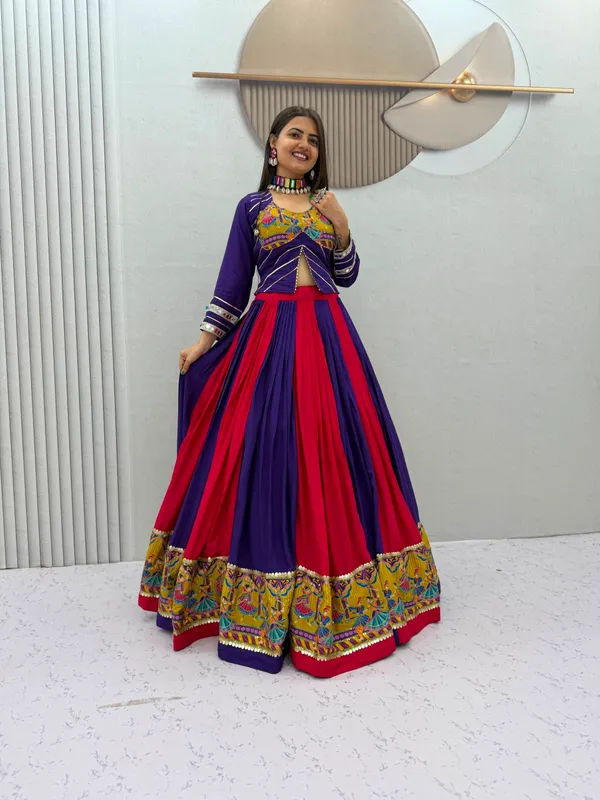 Purple_And_Red_Embroidered_Lehenga_Choli_For_Women