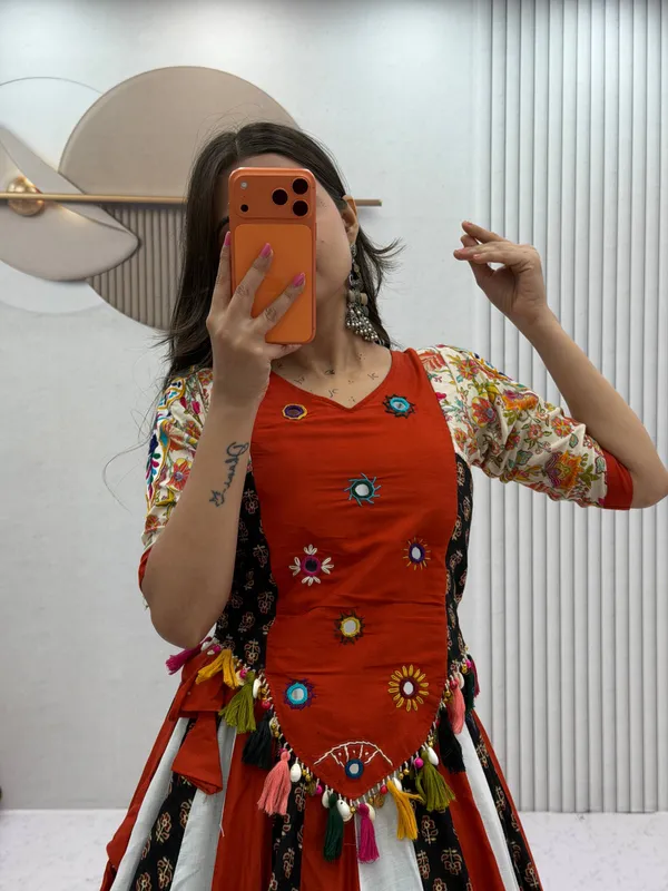 Orange_Embroidered_Ethnic_Dress_For_Women