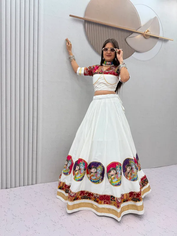 White_Printed_Lehenga_Choli_For_Women