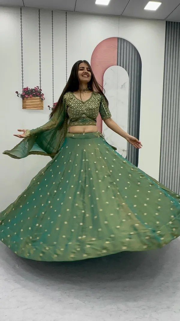 Green_Embroidered_Lehenga_Choli_For_Women