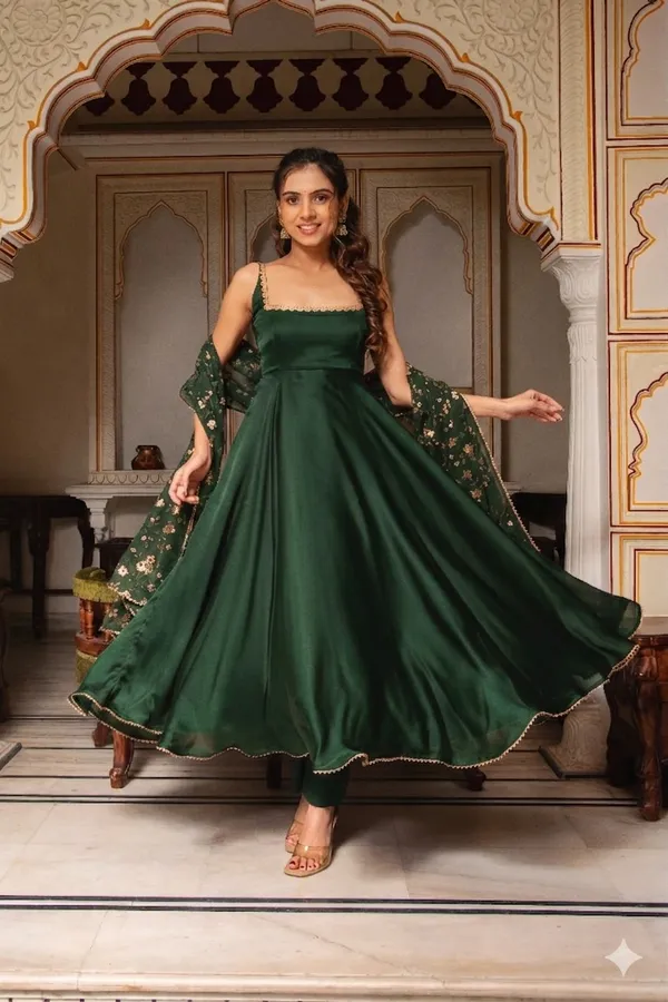 Green_Satin_Flared_Anarkali_Suit_Set_For_Women