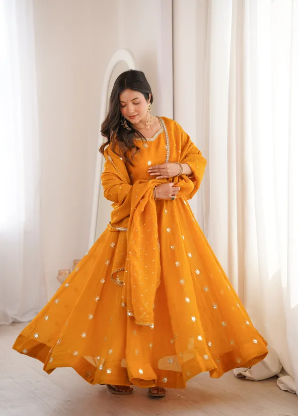 Orange_Embroidered_Anarkali_Suit_Set_For_Women
