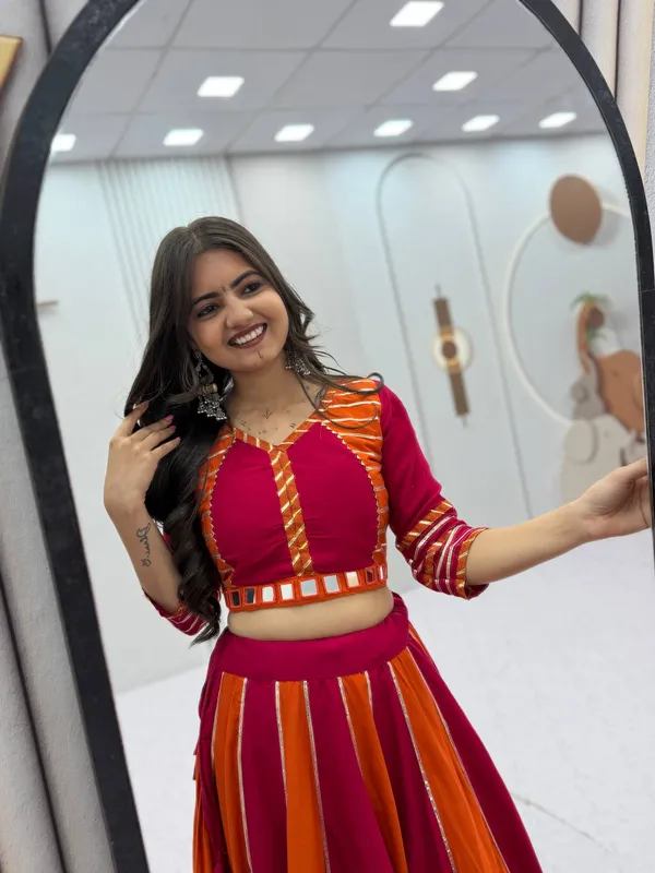 Magenta_And_Orange_Flared_Anarkali_Suit_Set_For_Women