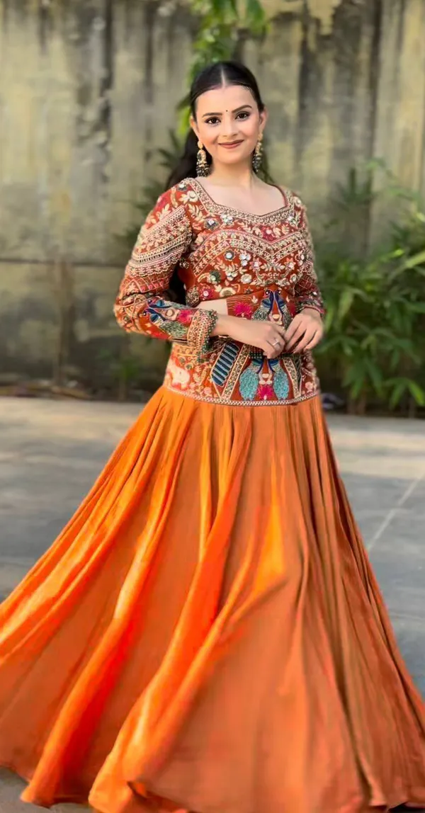 Orange_Embroidered_Flared_Lehenga_Choli_For_Women