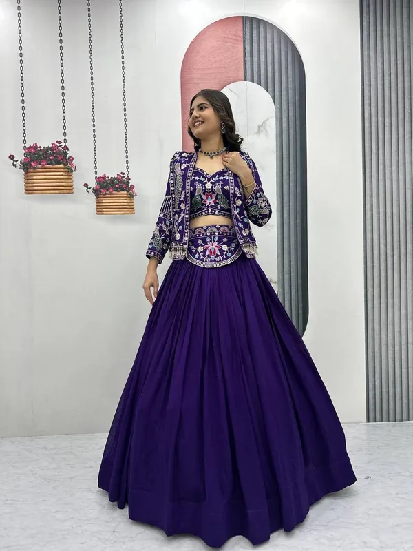 Purple_Embroidered_Lehenga_Choli_Set_For_Women