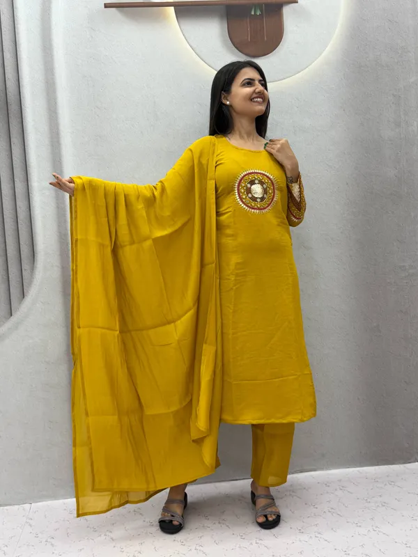 Yellow_Embroidered_Straight_Kurta_Set_For_Women