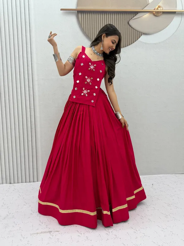 Red_Embellished_Flared_Lehenga_Choli_For_Women