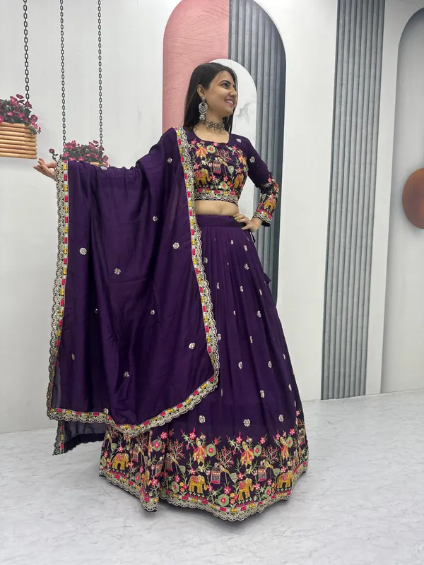 Purple_Embroidered_Lehenga_Choli_Set_For_Women