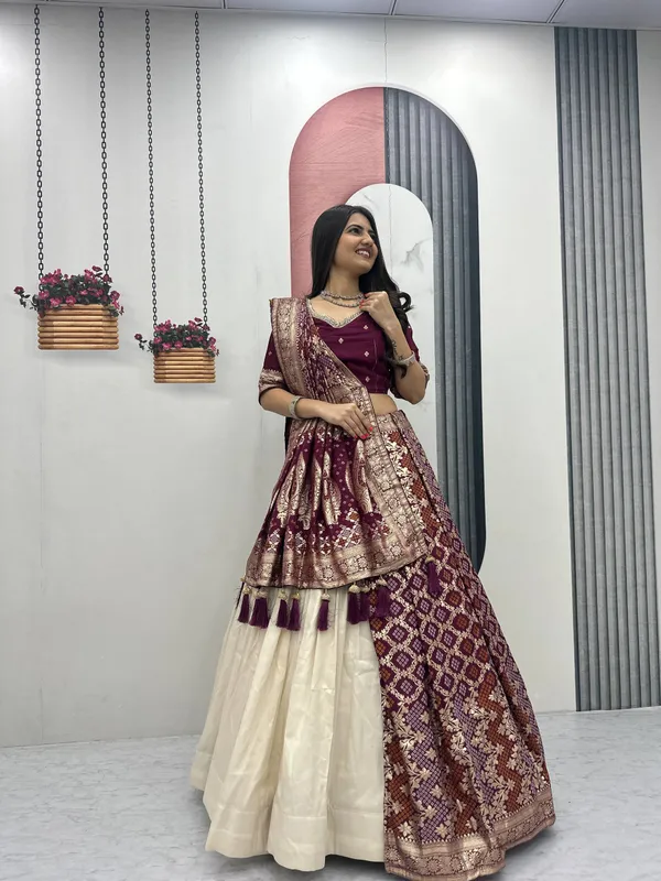Maroon_Embroidered_Lehenga_Choli_Set_For_Women