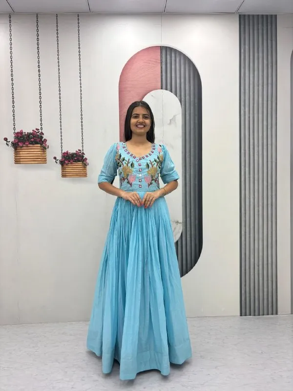 Blue_Embroidered_Flared_Dress_For_Women