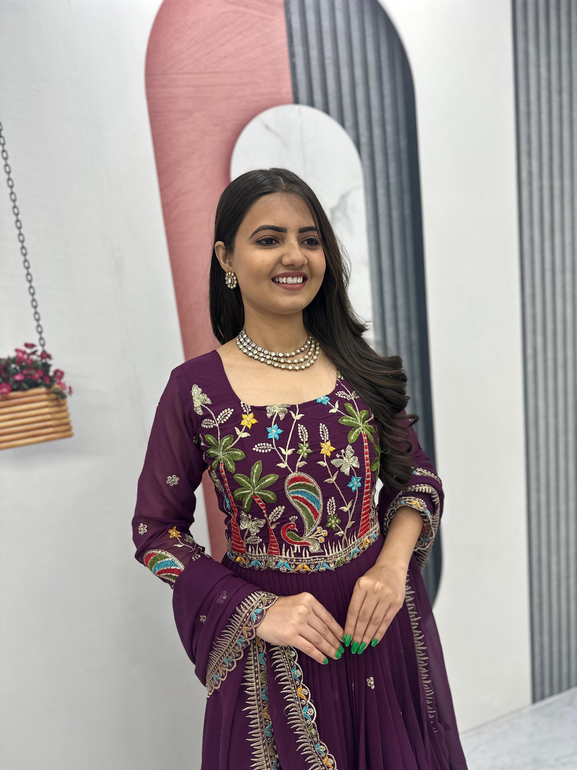 Purple_Embroidered_Anarkali_Suit_Set_For_Women