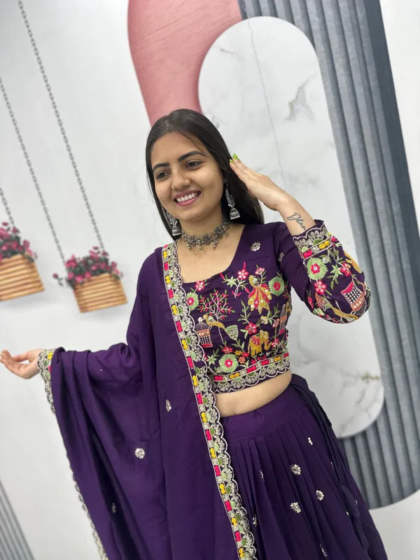 Purple_Embroidered_Lehenga_Choli_Set_For_Women