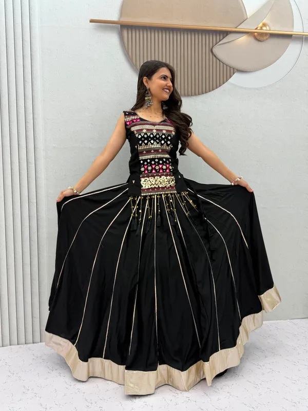 Black_Embellished_Flared_Ethnic_Dress_For_Women