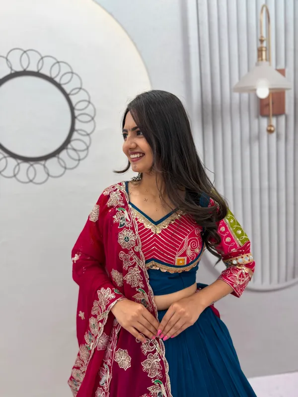 Blue_And_Magenta_Embellished_Ethnic_Lehenga_Set_For_Women