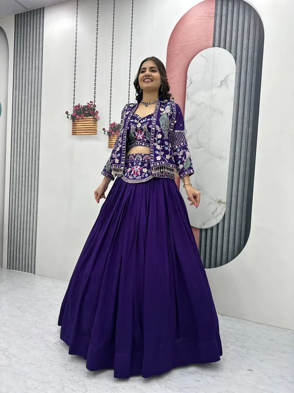 Purple_Embroidered_Lehenga_Choli_Set_For_Women