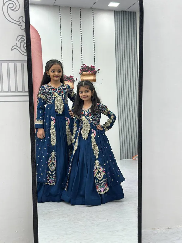 Navy_Embellished_Anarkali_Dress_For_Girls