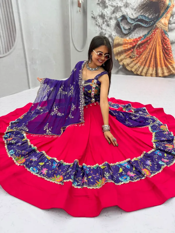 Pink_Embroidered_Flared_Lehenga_Choli_For_Women